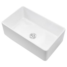 33.5x20 in Farmhouse Sink Undermount Kitchen Single Bowl Basin Fireclay White