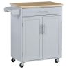 HOMCOM Mobile Kitchen Valet, Gray, Rolling Cart Island with Drawer, Cabinet & Towel Rack