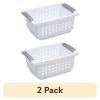 (2 pack) Small Stacking Basket, Open Plastic Bin, Space Saving Organizers, White