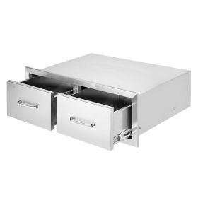 VEVOR Outdoor Kitchen Drawers 29.5"W x 10"H x 19.7"D, Horizontal Double BBQ Access Drawers Stainless Steel with Handle