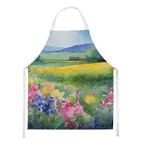 Massachusetts Mayflowers in Watercolor Apron Cooking Kitchen Server Baking Crafts Gardening for Adult Women Men, Unisex, Large, Multicolor