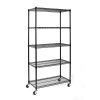 Heavy Duty 5 Tier Adjustable Metal Storage Shelf 90x45x180cm Black Powder Coated Steel Freestanding Utility Rack for Home Kitchen Garage Warehouse Org