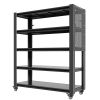 78"H 5 Tier Adjustable Shelving with Pegboard and Wheel, Heavy Duty Storage Shelves, Metal Shelving Unit Multipurpose Shelf for Warehouses, Garages