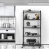 Heavy Duty 5 Tier Adjustable Metal Storage Shelf 90x45x180cm Black Powder Coated Steel Freestanding Utility Rack for Home Kitchen Garage Warehouse Org