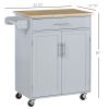 HOMCOM Mobile Kitchen Valet, Gray, Rolling Cart Island with Drawer, Cabinet & Towel Rack