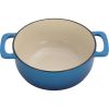 Cast iron 6QT cooking pot - Gradient blue - Includes two silicone gloves - Enamel pot