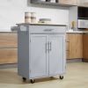 HOMCOM Mobile Kitchen Valet, Gray, Rolling Cart Island with Drawer, Cabinet & Towel Rack
