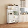 Kitchen Pantry Cabinet, Tall Storage Cabinet with Glass Doors & Adjustable Shelves, Cabinet Cupboard for Kitchen, Living Room, Dinning Room, White