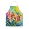 Orchids in Watercolor Apron Cooking Kitchen Server Baking Crafts Gardening for Adult Women Men, Unisex, Large, Multicolor